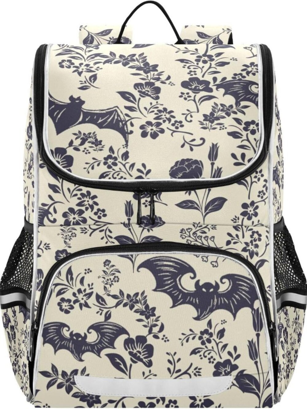 Goth Bat Flowers Children's School Backpack with Reflective Safety Features